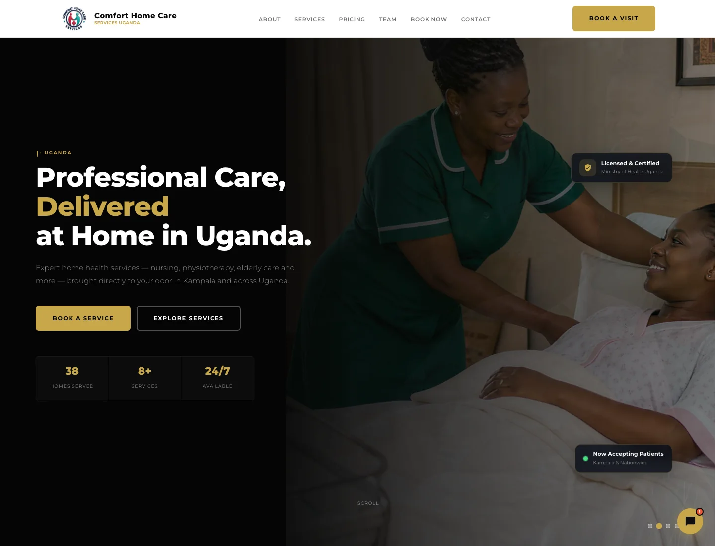 Aperçu du site Comfort Home Care Services en Ouganda
