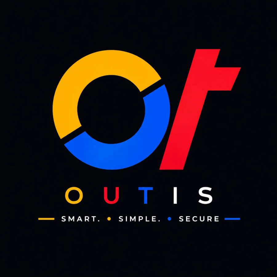 Logo OUTIS sur fond noir — Smart. Simple. Secure.